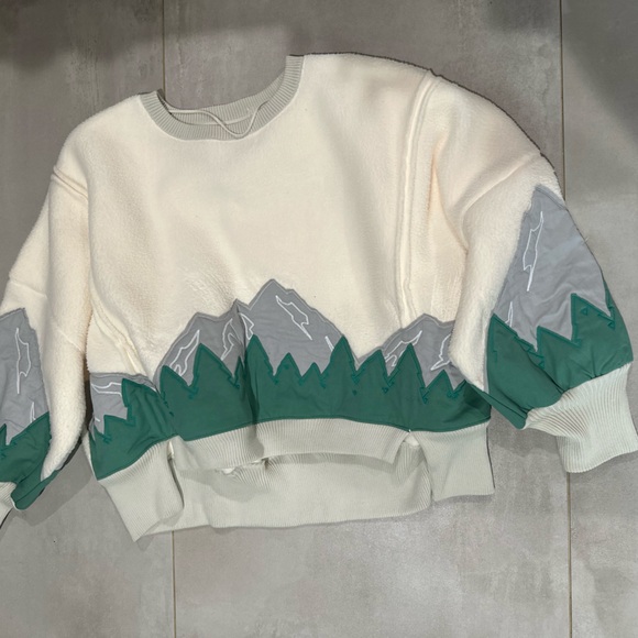 Free People Tops - NWT Free People Cream and Green Mountain Sweater